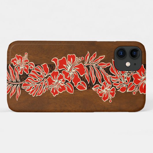 Kalaheo Hawaiian Red Hibiscus Tapa Case-Mate iPhone Case (Achterkant (horizontaal))