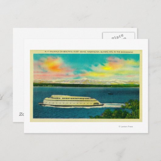 Kalakala Ferry, Puget Sound, Olympisch gebergte Briefkaart (Voorkant / Achterkant)