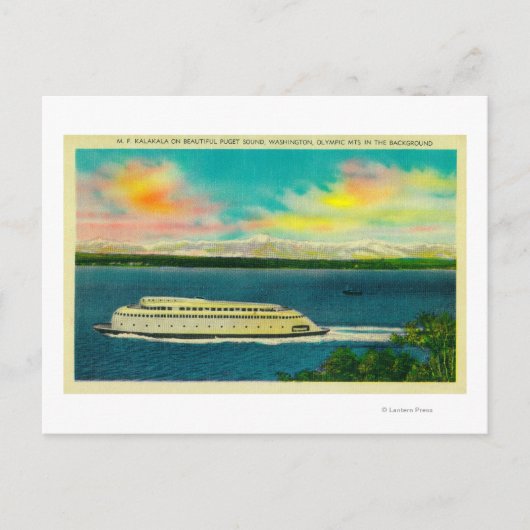 Kalakala Ferry, Puget Sound, Olympisch gebergte Briefkaart (Voorkant)