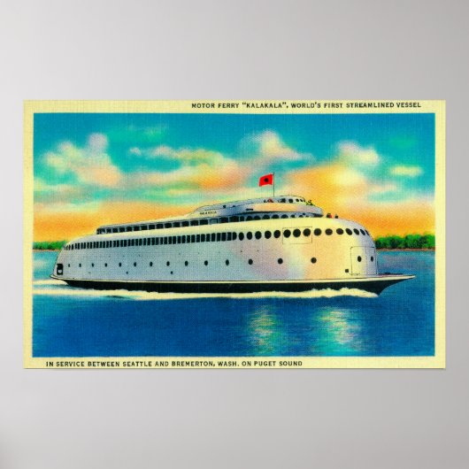 Kalakala Ferry, 's Werelds eerste gestroomlijnde Poster (Voorkant)