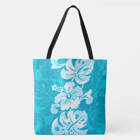Kalakaua Border Hawaiian Hibiscus Beach Tote Bag (Voorkant)