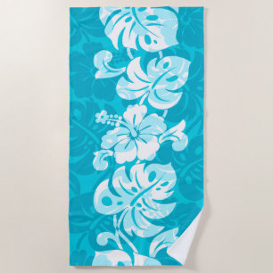 Kalakaua Border Hawaiian Hibiscus - Turquoise Strandlaken