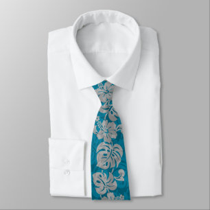 Kalakaua Border Hawaiian Hibiscus Two-side Printed Stropdas