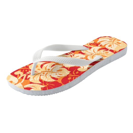 Kalakaua Grens Hawaiian Hibiscus Rood Teenslippers (Schuin)