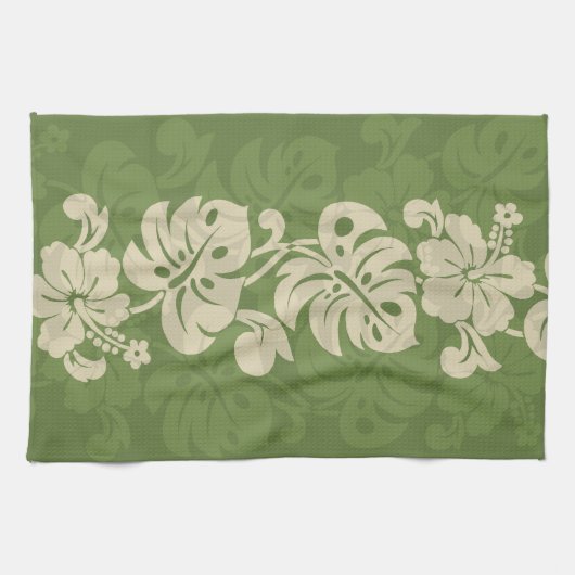 Kalakaua Hawaiian Hibiscus Border KL301 Theedoek (Horizontaal)