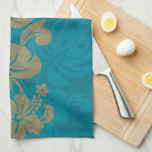 Kalakaua Hawaiian Hibiscus Border KL303 Theedoek (Quarter Fold)