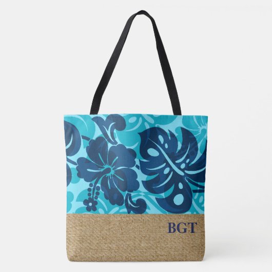 Kalakaua Hawaiian Hibiscus Monogram Beach Tote Bag (Voorkant)