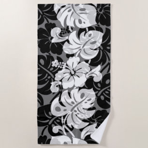 Kalakaua-rand Hawaiiaanse Hibiscus - Zwart Strandlaken