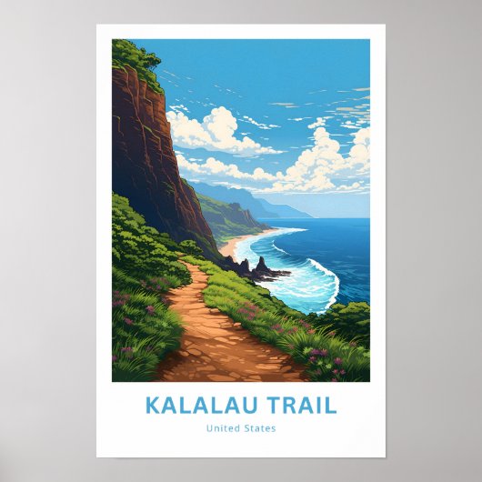 Kalalau Beach Verenigde Staten Reisprint Poster (Voorkant)
