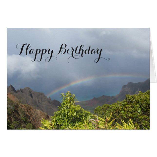Kalalau Rainbow Birthday Kaart (Voorkant Horizontaal)