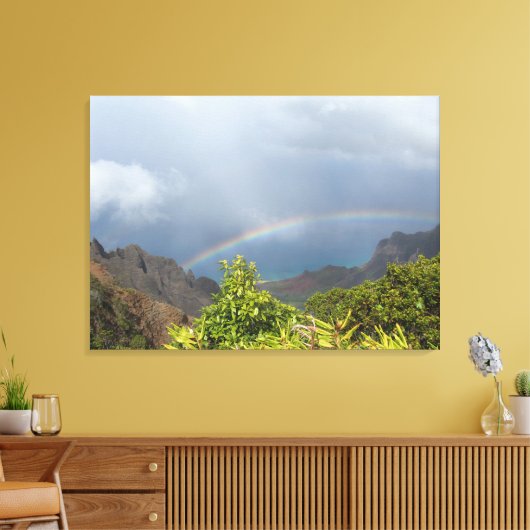 Kalalau Rainbow Stretted Canvas Print (Insitu (Woonkamer))