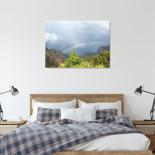 Kalalau Rainbow Stretted Canvas Print (Insitu (Slaapkamer))