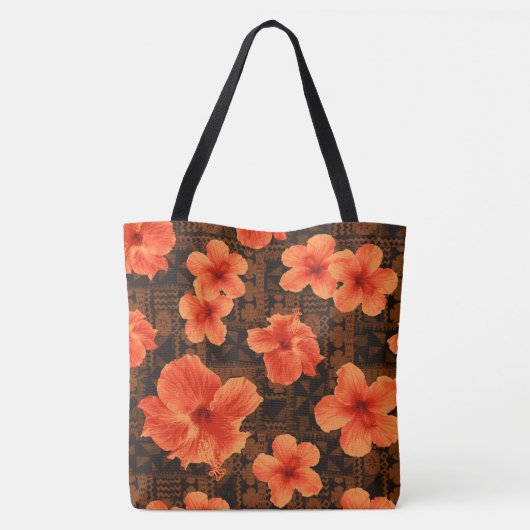 Kalalau Tapa Tropical Hawaiian Hibiscus Beach Tote Bag (Achterkant)