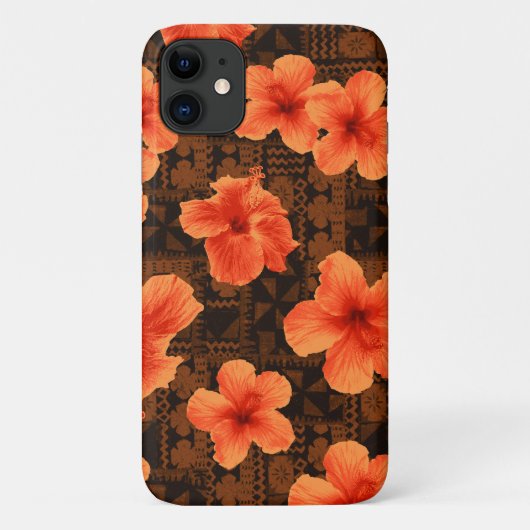 Kalalau Tapa Tropisch Hawaïaans Sinaasappel Hibisc Case-Mate iPhone Case (Achterkant)