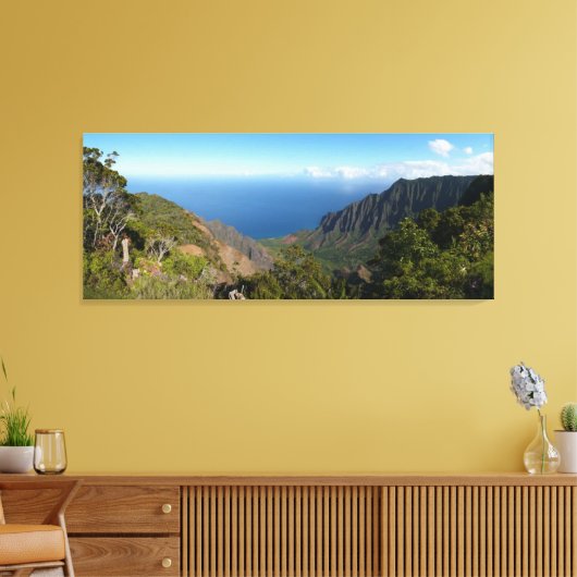 Kalalau Valley panorama canvas print (Insitu (Woonkamer))