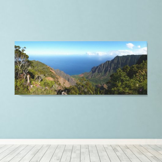 Kalalau Valley panorama canvas print (Insitu (Houten vloer))