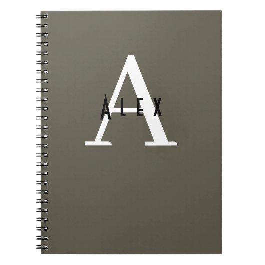 Kalamata Green Modern Custom Monogram Notitieboek (Voorkant)