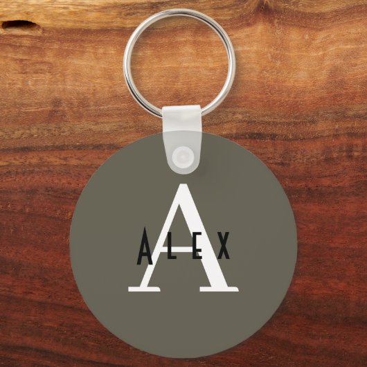 Kalamata Green Modern Custom Monogram Sleutelhanger (Achterkant)