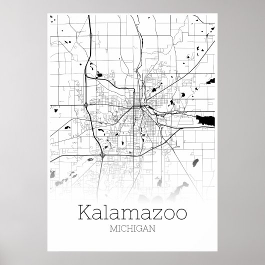 Kalamazoo Map - Michigan - City Map Poster (Voorkant)