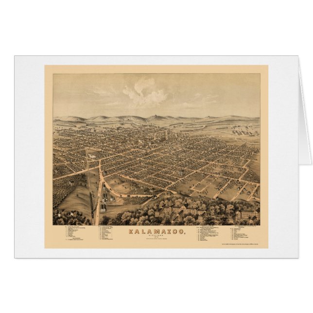 Kalamazoo, MI Panorama Map - 1874 (Voorkant Horizontaal)