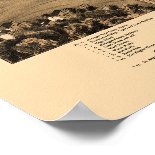 Kalamazoo, MI Panorama Map - 1874 Poster (Hoek)