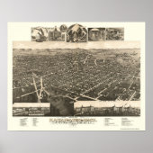 Kalamazoo, MI Panorama Map - 1883 Poster (Voorkant)