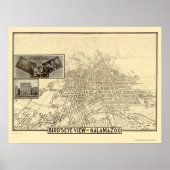 Kalamazoo, MI Panorama Map - 1908 Poster (Voorkant)