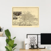 Kalamazoo, MI Panorama Map - 1908 Poster (Thuiskantoor)