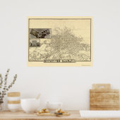 Kalamazoo, MI Panorama Map - 1908 Poster (Keuken)