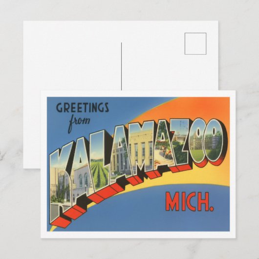 Kalamazoo, Michigan  Big Letters Briefkaart (Voorkant / Achterkant)