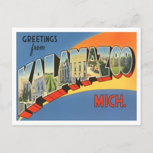 Kalamazoo, Michigan  Big Letters Briefkaart (Voorkant)