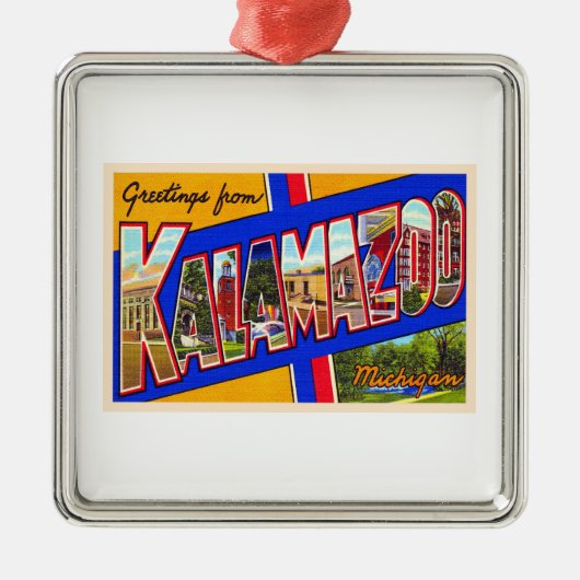 Kalamazoo Michigan groot Briefkaart Metalen Ornament (Voorkant)