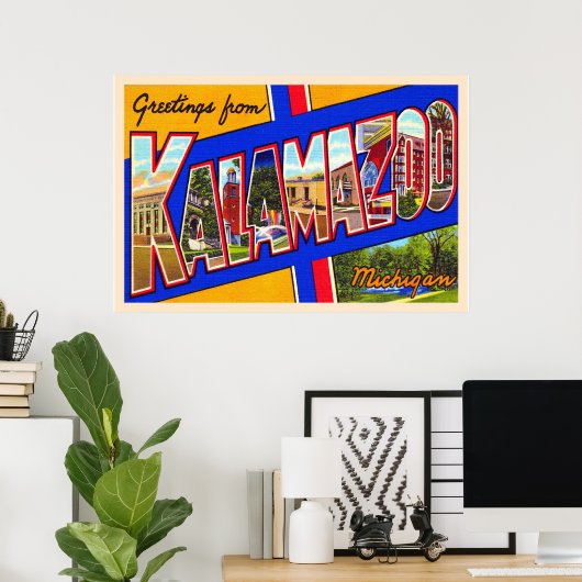 Kalamazoo Michigan  groot Briefkaart Poster (Thuiskantoor)