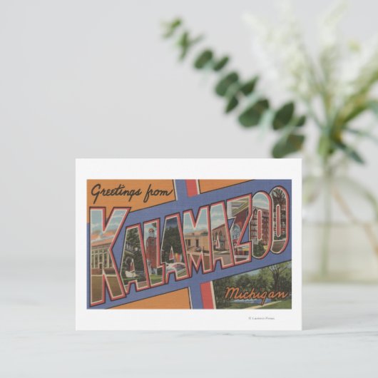Kalamazoo, Michigan - Scenes met grote letters Briefkaart (Staand voorkant)