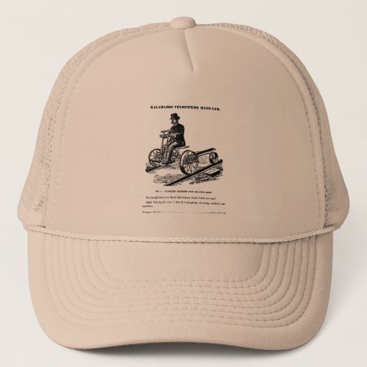 KALAMAZOO Velocipede Railroad Hand Car 1887 Trucker Pet (Voorkant)