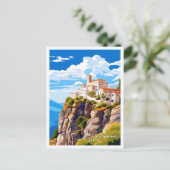 Kalambaka Griekenland vintage reisillustratie Briefkaart (Staand voorkant)