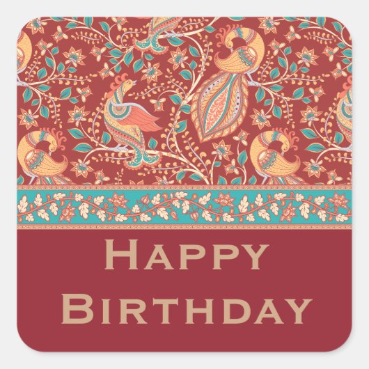 Kalamkari aangepaste begroeting Sticker (Voorkant)