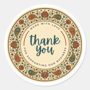 Kalamkari Bedankt Sticker   Indiase Bloemkunst