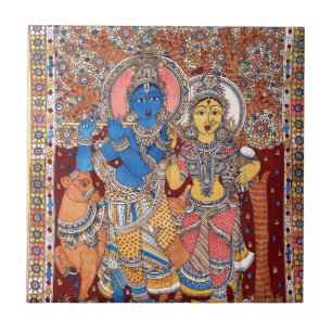 KALAMKARI RADHA KRISHNA PAINTING TEGELTJE