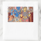 KALAMKARI RADHA KRISHNA SCHILDERIJ RECHTHOEKIGE STICKER (Tas)