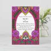 Kalamkari Trouwbloemen Kaart (Staand voorkant)