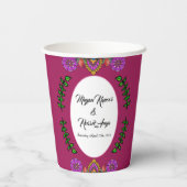 Kalamkari Trouwbloemen Papieren Bekers (Achterkant)