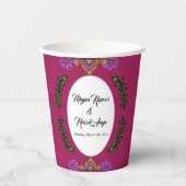 Kalamkari Trouwbloemen Papieren Bekers (Voorkant)