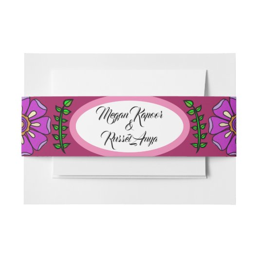 Kalamkari Trouwbloemen Uitnodigingen Wikkel (Voorkant Voorbeeld)