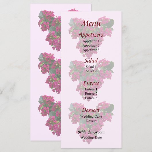 Kalanchoe Bruiloftsmenu Menu (Voorkant / Achterkant)
