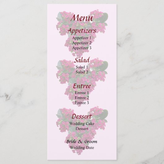 Kalanchoe Bruiloftsmenu Menu (Voorkant)