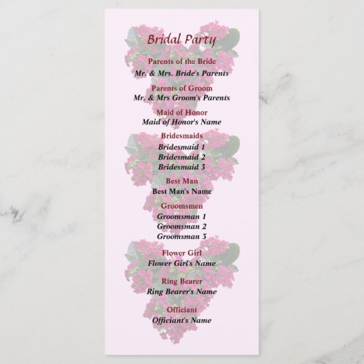 Kalanchoe Heart Wedding Programme Programmakaart (Achterkant)