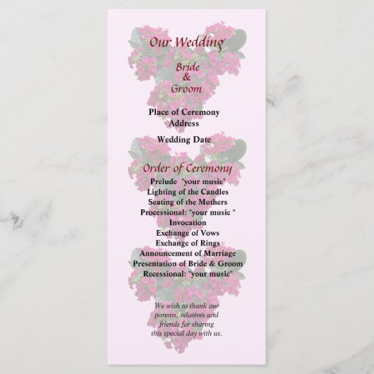 Kalanchoe Heart Wedding Programme Programmakaart (Voorkant)