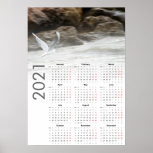 Kalandermuurkalender meeuw 2021 - maandag eerst poster