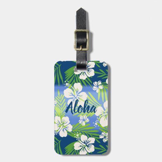 Kalani Tie Dye Blend Tropisch Hibiscus - Blauw Bagagelabel (Voorkant verticaal)